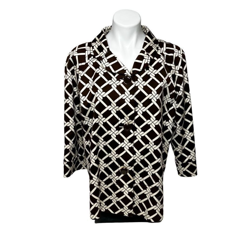 Banana Republic brown print 3/4 sleeve blazer with Peter Pan collar size XL
